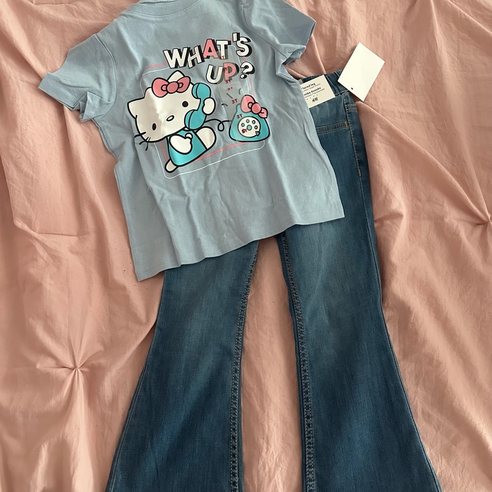 Hello Kitty Blue T-Shirt and Flared Jeans Set